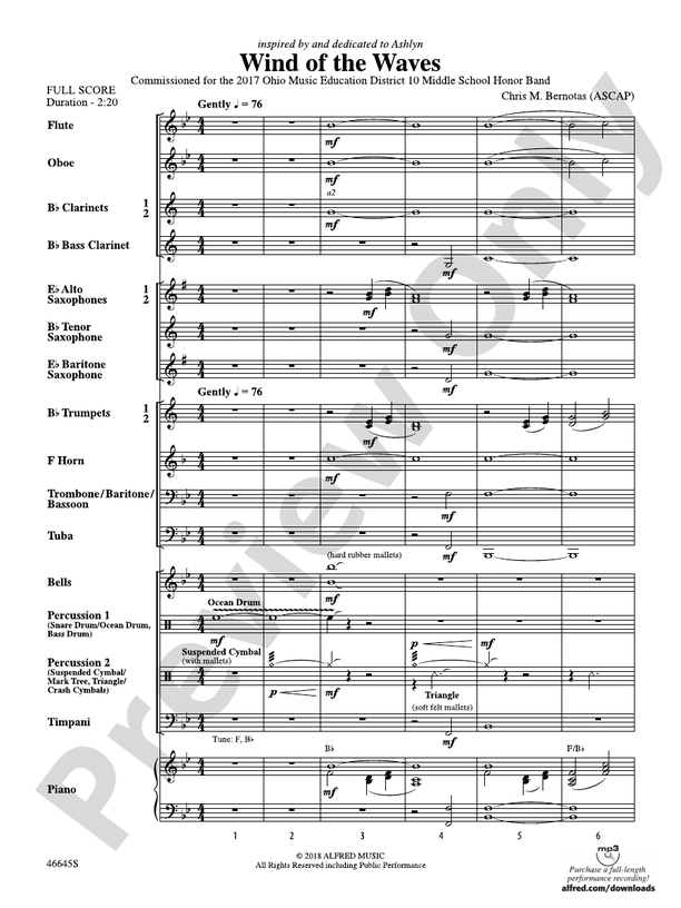 Wind of the Waves - Concert Band Conductor Score & Parts (Digital Download)