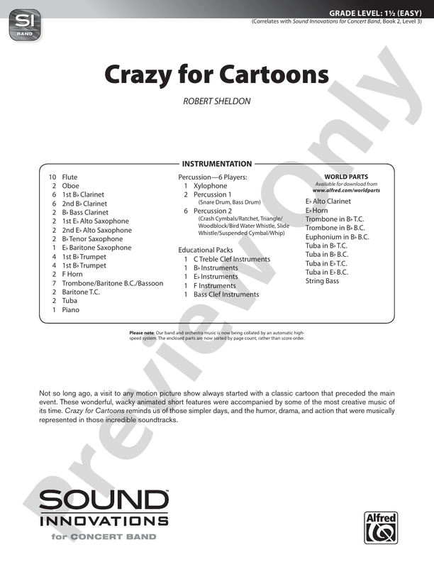 Crazy for Cartoons - Concert Band Conductor Score & Parts (Digital Download)