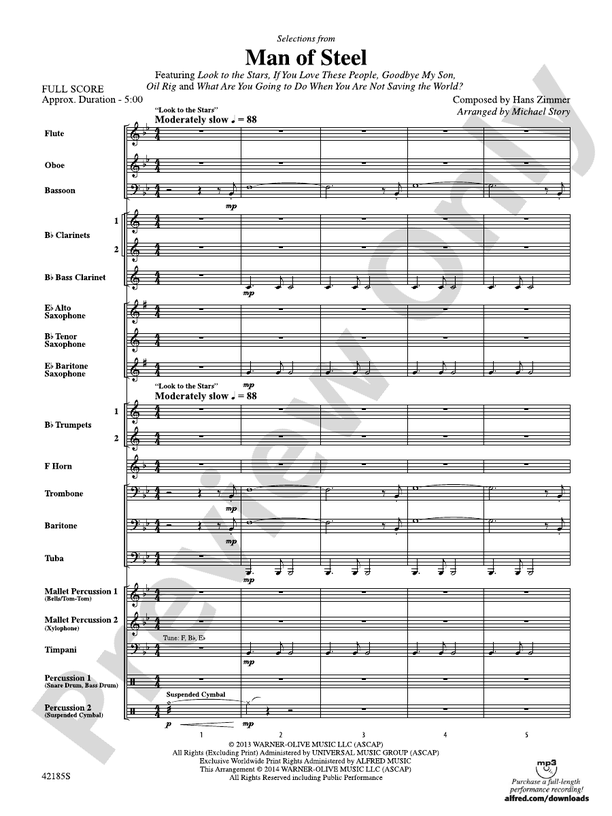 Man of Steel, Selections from - Concert Band Conductor Score & Parts (Digital Download)