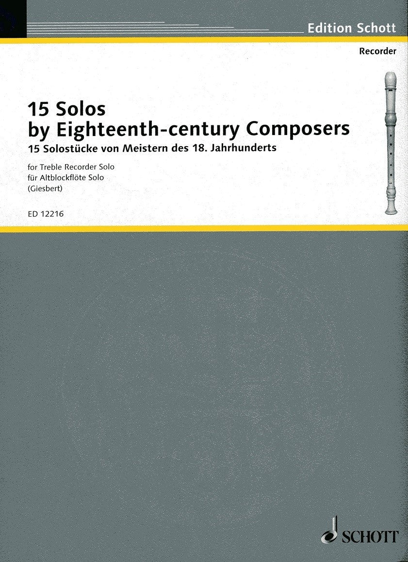 15 Solos by Eighteenth Century Composers - Treble Recorder Schott ED12216