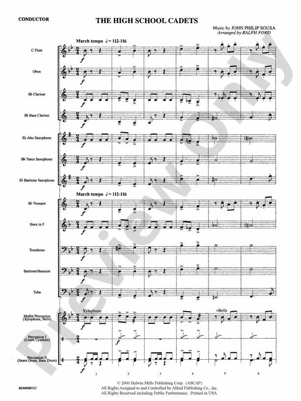 The High School Cadets - Concert Band Conductor Score & Parts (Digital Download)