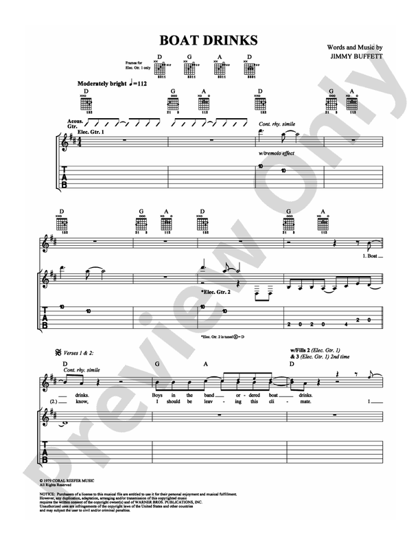 Boat Drinks - Guitar TAB (Digital Download)