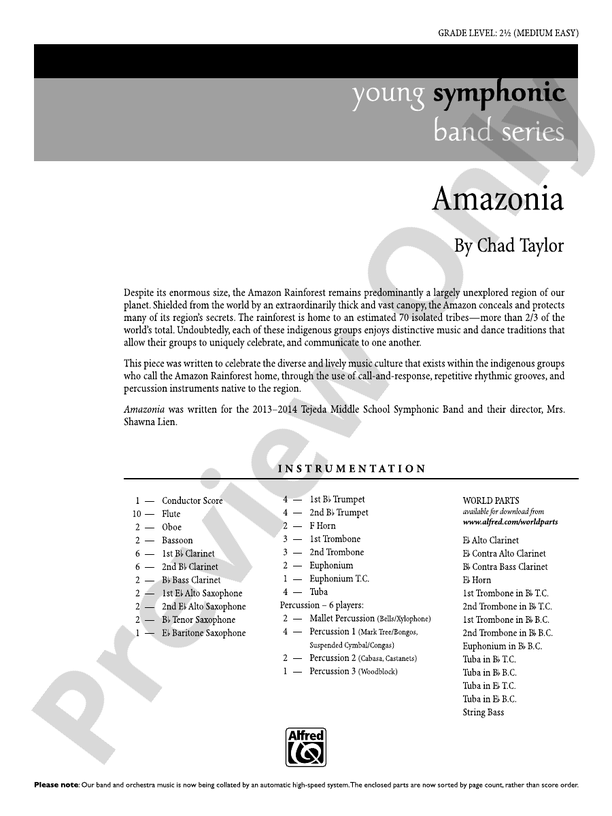 Amazonia - Concert Band Conductor Score & Parts (Digital Download)