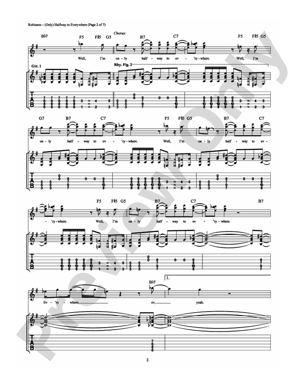 (Only) Halfway to Everywhere - Guitar TAB (Digital Download)