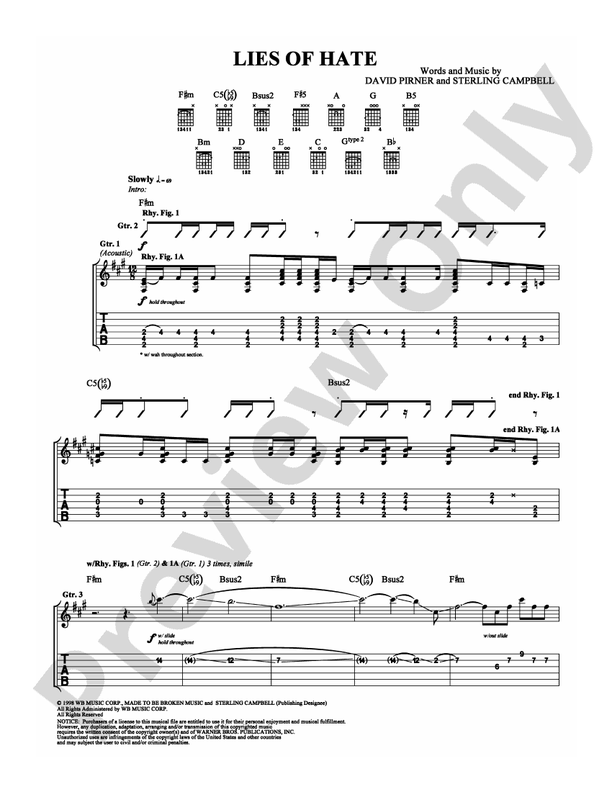 Lies of Hate - Guitar TAB (Digital Download)