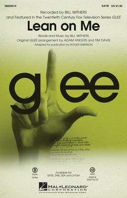 Lean on Me - from Glee - SAB Adam Anders Hal Leonard Octavo