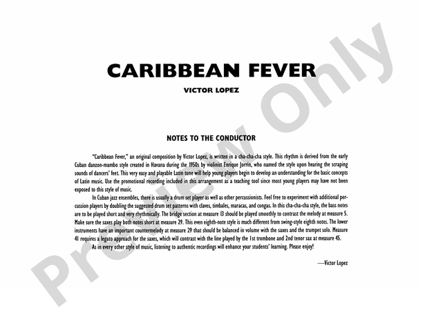 Caribbean Fever - Jazz Ensemble Conductor Score & Parts (Digital Download)