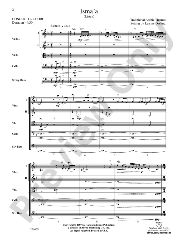 Isma'a – String Orchestra Conductor Score & Parts (Digital Download)
