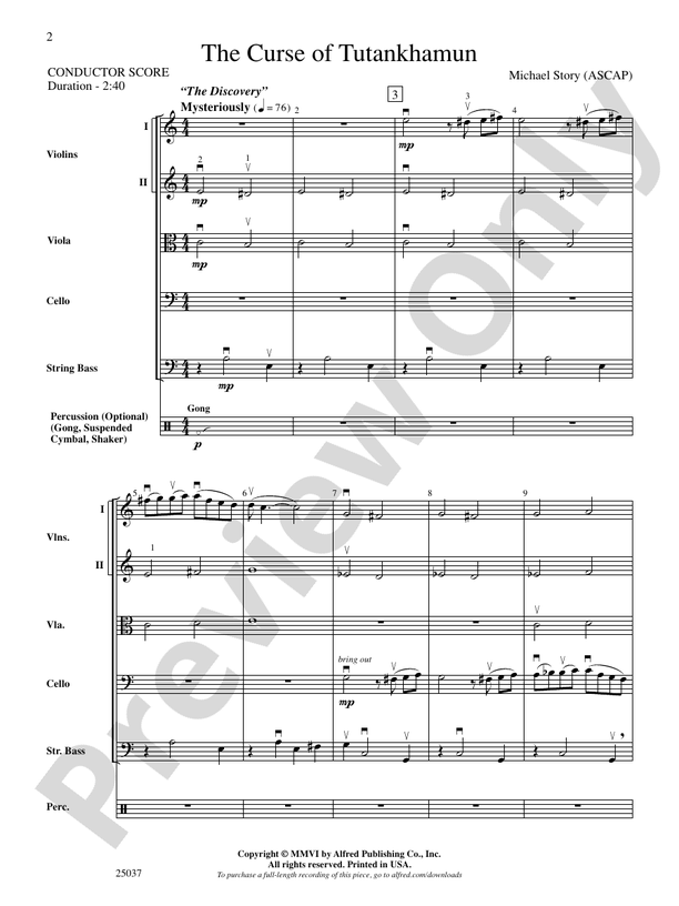 The Curse of Tutankhamun – String Orchestra Conductor Score & Parts (Digital Download)