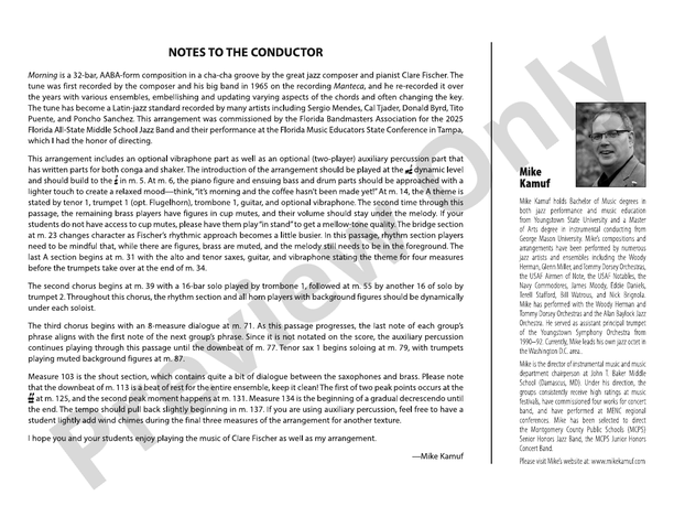 Morning – Jazz Ensemble Conductor Score & Parts (Digital Download)
