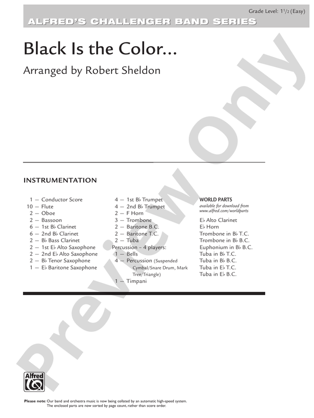 Black Is the Color... - Concert Band Conductor Score & Parts (Digital Download)