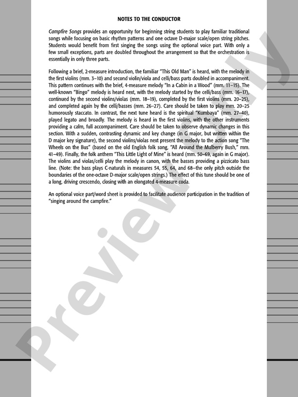 Campfire Songs - String Orchestra Conductor Score & Parts (Digital Download)
