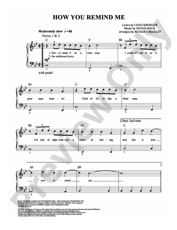 How You Remind Me - Arr. Richard Bradley (DSM-PS-0005159) - Easy Piano (Digital Download)