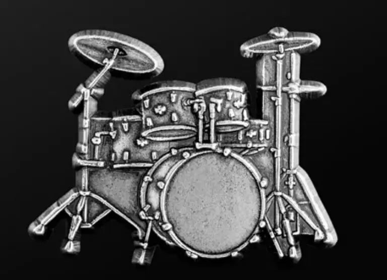 Musician Designer Drum Set Pin Silver