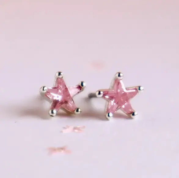 Ballet Pink Shining Star Earrings in Box