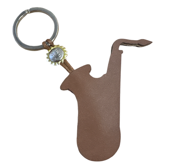 Saxophone Keyring Made from Vegan Apple Leather Vegan