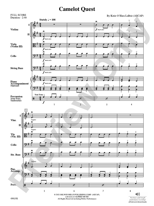 Camelot Quest - String Orchestra Conductor Score & Parts (Digital Download)