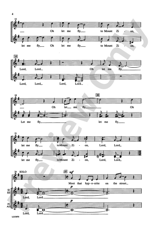 Let Me Fly – SSAA and Solo, a cappella Choral Octavo (Digital Download)