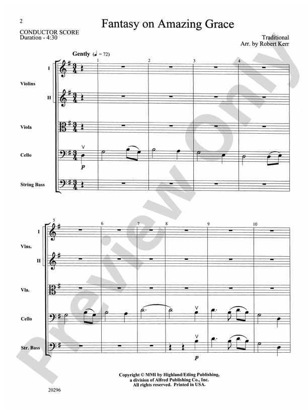 Fantasy on Amazing Grace – String Orchestra Conductor Score & Parts (Digital Download)