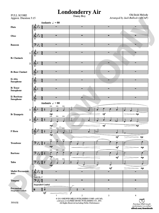 Londonderry Air - Concert Band Conductor Score & Parts (Digital Download)