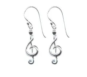 Treble Clef Silver Drop Earrings