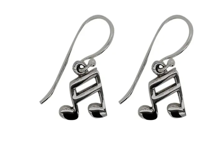 Semiquaver Silver Drop Earrings