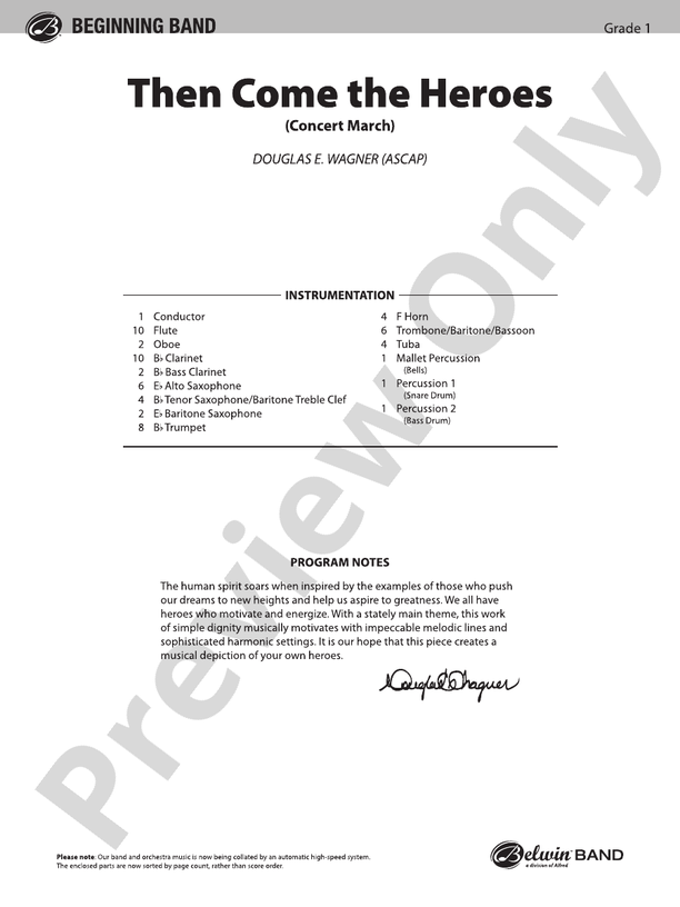 Then Come the Heroes - Concert Band Conductor Score & Parts (Digital Download)