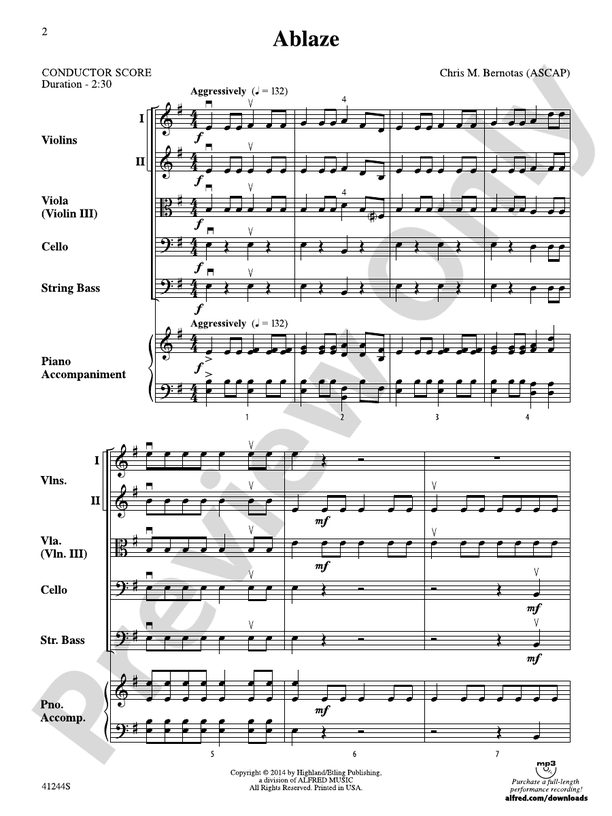 Ablaze – String Orchestra Conductor Score & Parts (Digital Download)