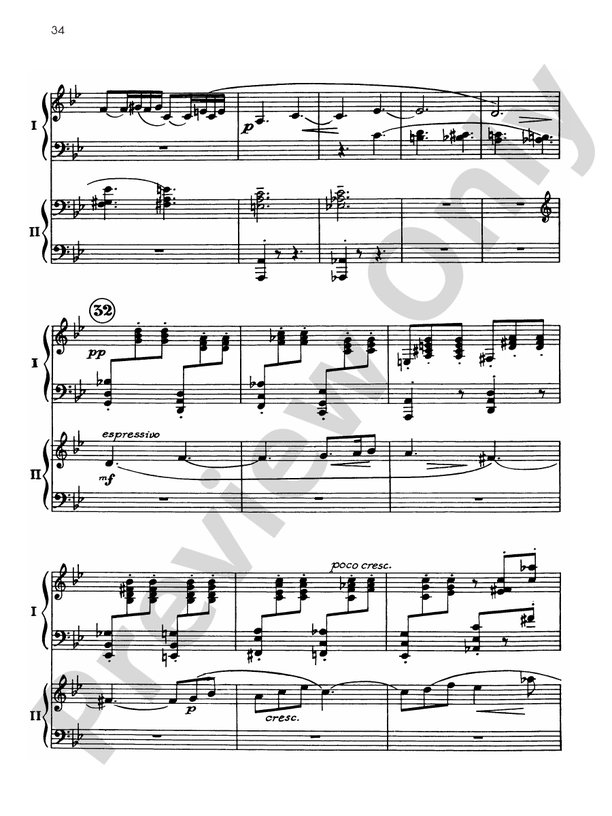 Symphonic Dances, Opus 45 - II. Andante con moto - 2 Pianos, 4 Hands (Digital Download)