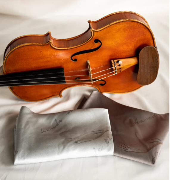 Silk Instrument Wrap - Leatherwood, Mulberry Silk, Slate Grey