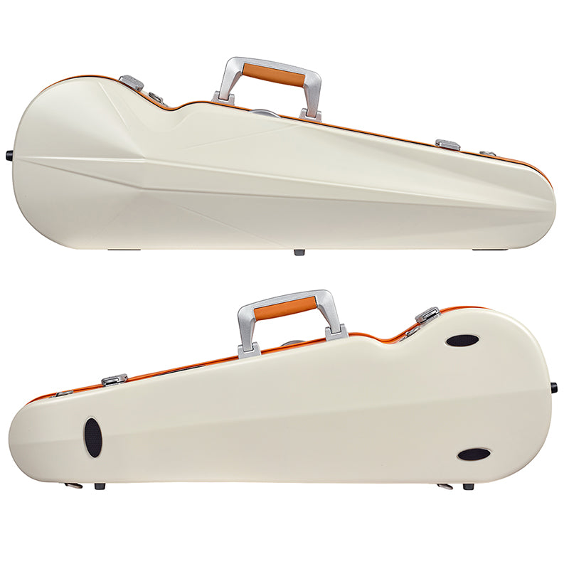 Violin Case - Bam Ice Supreme Polycarbonate Hightech Contoured, White - Orange Version, 4/4