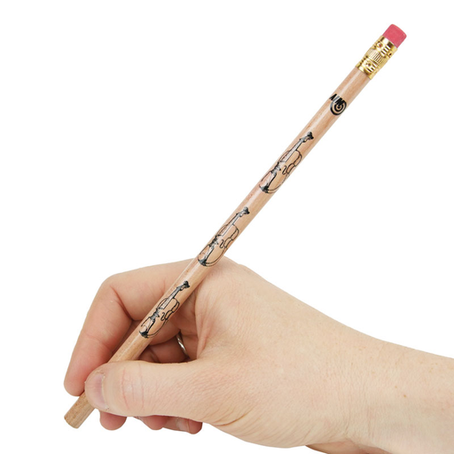 Music Pencil Natural Wood Colour with Black Printed Violins