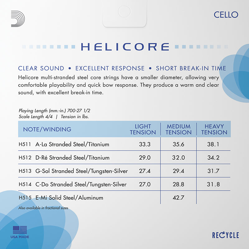 D'Addario Helicore Cello 4/4 Set (Medium)