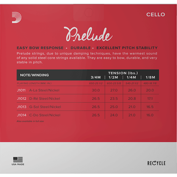 D'Addario Prelude Cello, Set (Med), 1/4