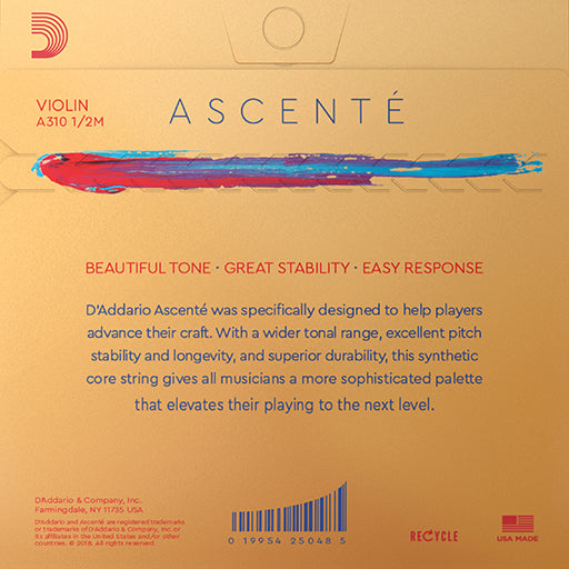 D’Addario Ascente Violin, (Med) Set, 1/2