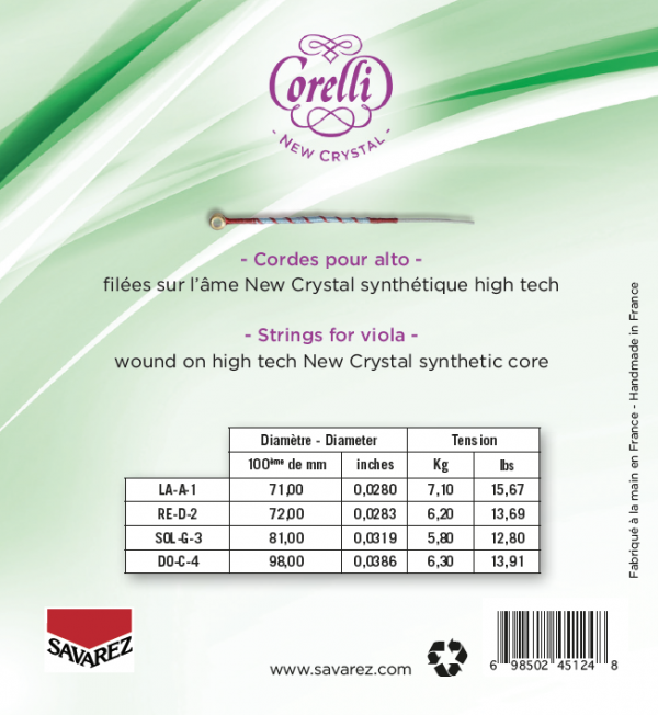 Corelli New Crystal Viola String Set 15-16.5" Light
