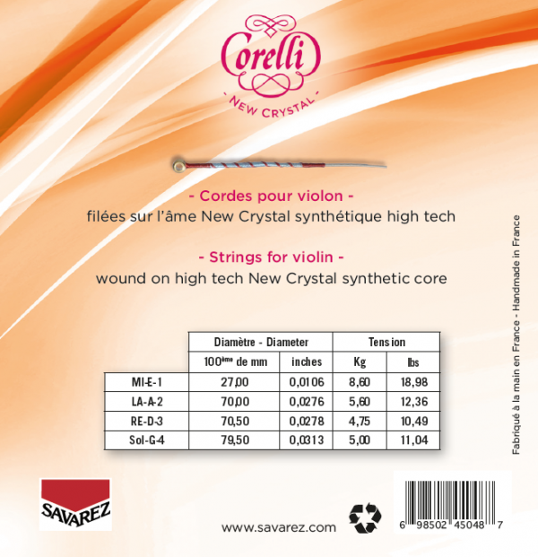 Corelli New Crystal Violin String Set 4/4 Forte