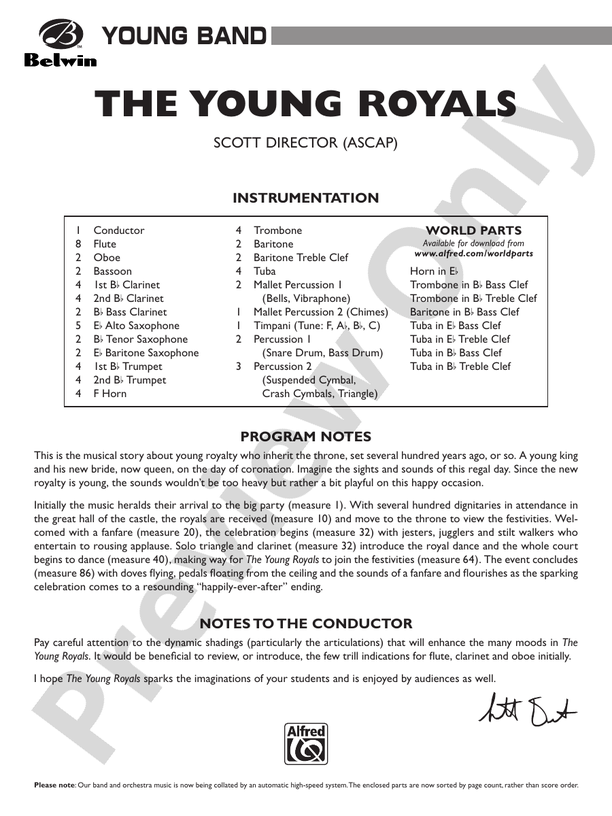The Young Royals - Concert Band Conductor Score & Parts (Digital Download)