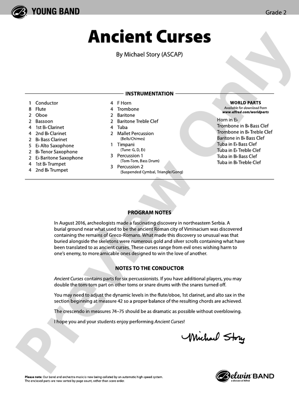 Ancient Curses - Concert Band Conductor Score & Parts (Digital Download)