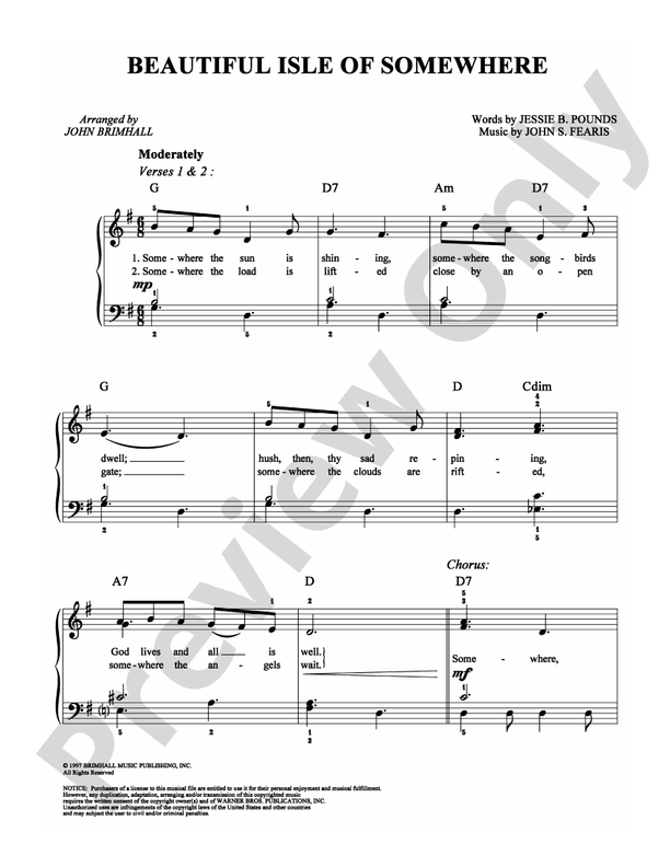 Beautiful Isle of Somewhere - Arr. John Brimhall - Easy Piano (Digital Download)
