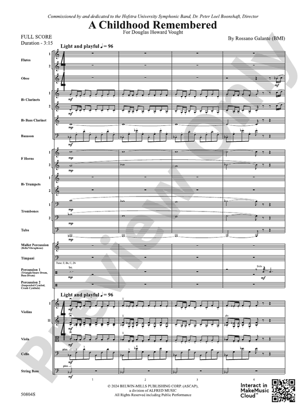 A Childhood Remembered – Full Orchestra Conductor Score & Parts