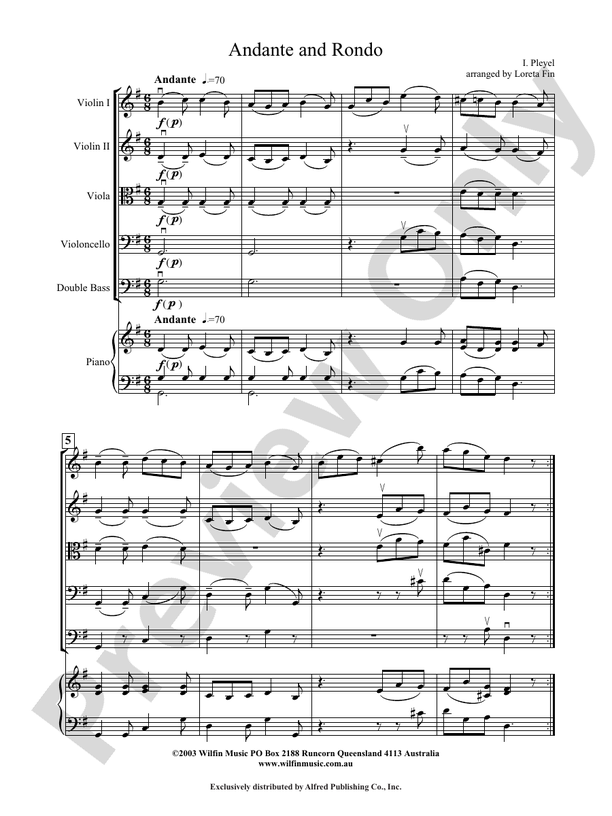 Andante and Rondo - Arr. Loreta Fin – String Orchestra Conductor Score & Parts (Digital Download)