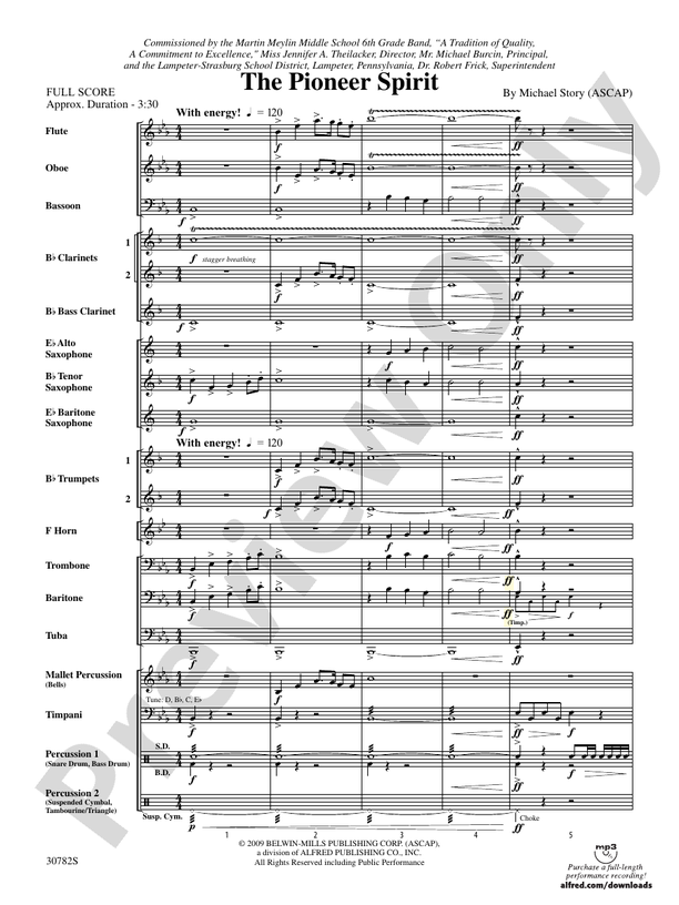 The Pioneer Spirit - Concert Band Conductor Score & Parts (Digital Download)