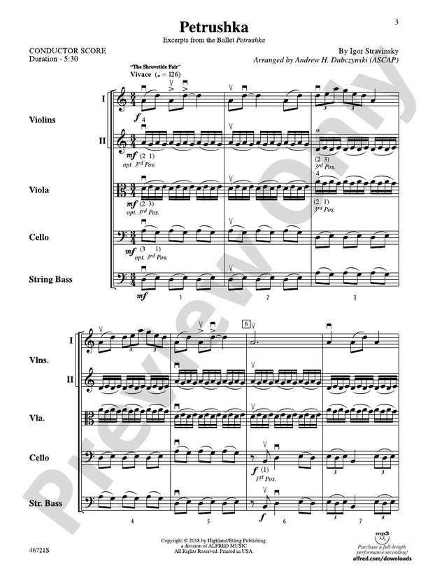 Petrushka - String Orchestra Conductor Score & Parts (Digital Download)