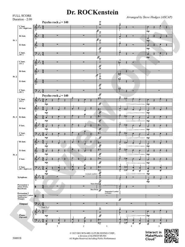 Dr. ROCKenstein (Flexible Arrangement) - Concert Band Conductor Score & Parts (Digital Download)