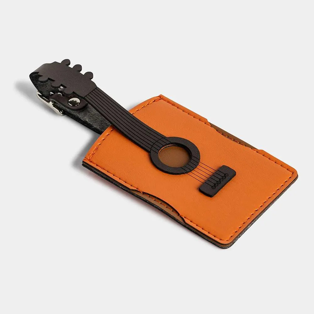 Guitar Luggage Tag Made from Vegan Apple Leather Vegan
