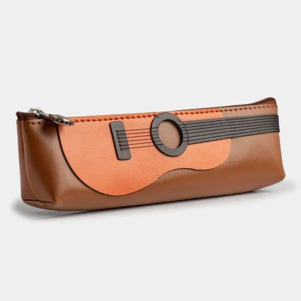 Guitar Pencil Case Made from Vegan Apple Leather Vegan Small 20cm x6cm