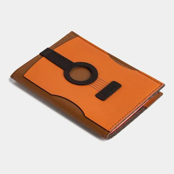 Guitar Passport or Notebook Holder Made from Vegan Apple Leather