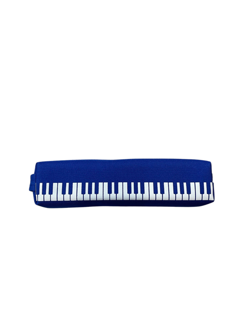 Piano Pencil Case Blue with White Keyboard Tube Shaped