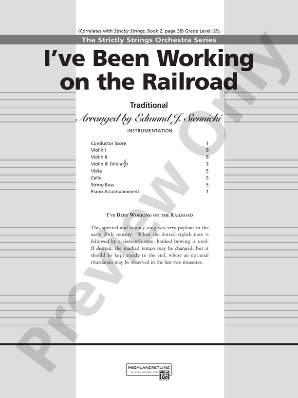 I've Been Working on the Railroad – String Orchestra Conductor Score & Parts (Digital Download)